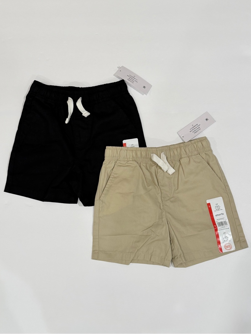 Wonder Nation Toddler Boys Cotton Woven Drawstring Shorts - Black & Khaki 2T